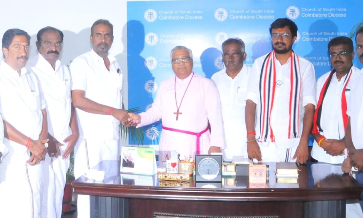 மறைமாவட்ட பேராயரை சந்தித்து  ஆசி பெற்ற  கோவை, பொள்ளாச்சி அதிமுக வேட்பாளர்கள்