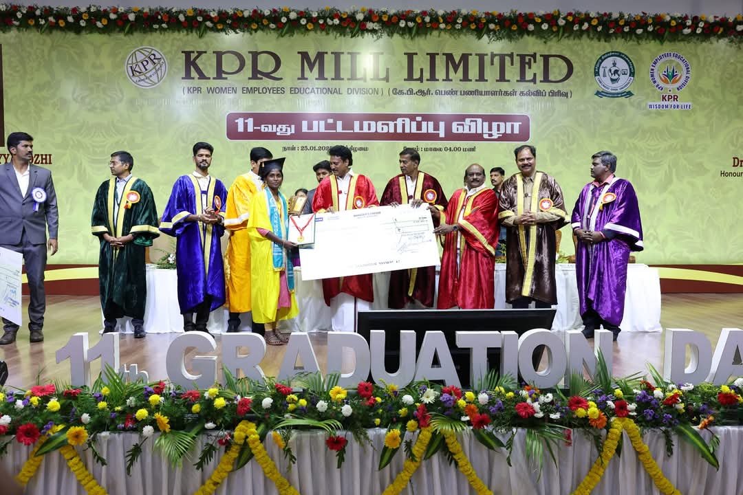 KPR மில்லில் 579 பெண் தொழிலாளர்கள் உயர்கல்வி பட்டம் பெற்றுள்ளனர்