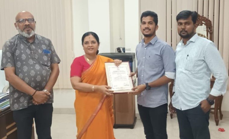 Kongunadu ​Arts and Science College Scholar awarded Tamil Nadu State Fellowship