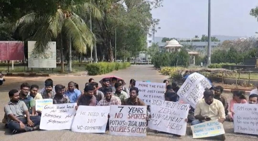 PhD students at Bharathiar University, Coimbatore, are protesting against the fee hike and the lack of essential facilities,