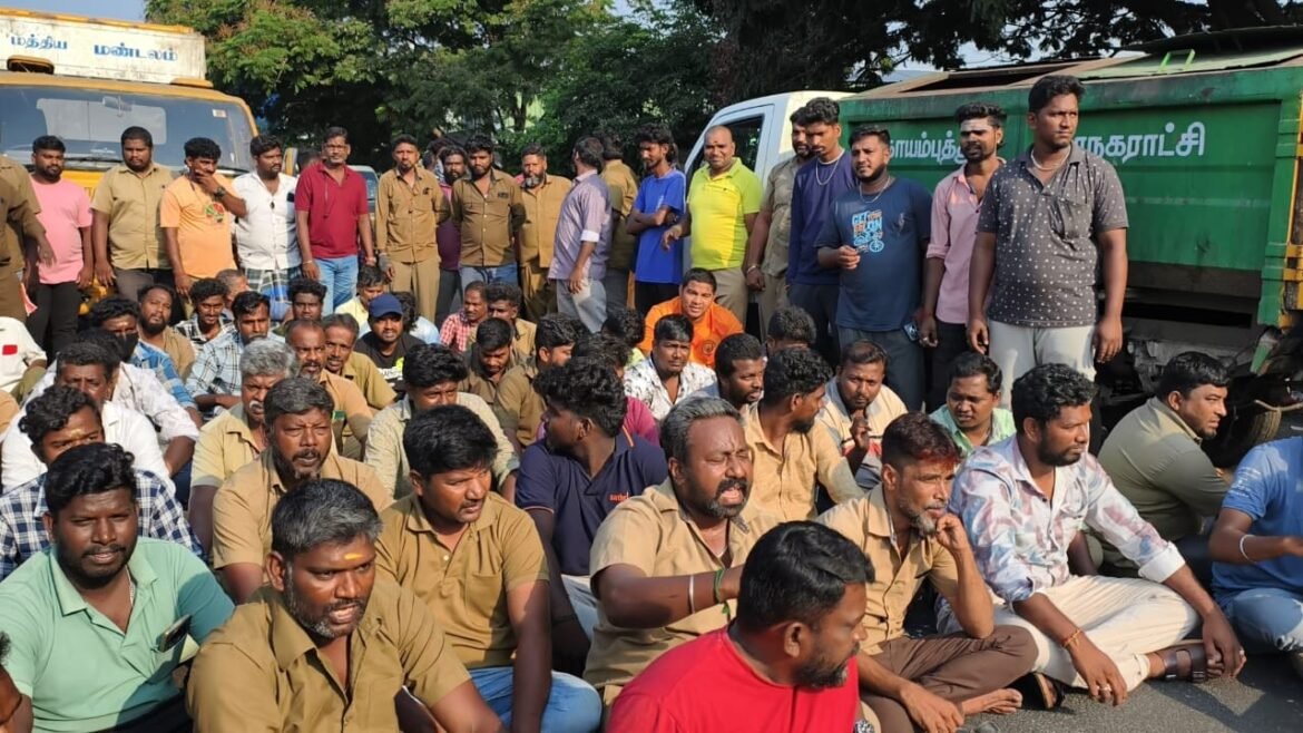 கோவை மாநகராட்சியில் ஒப்பந்த ஓட்டுநர்கள் போராட்டம் – குப்பை அகற்றும் பணி ஸ்தம்பிப்பு
