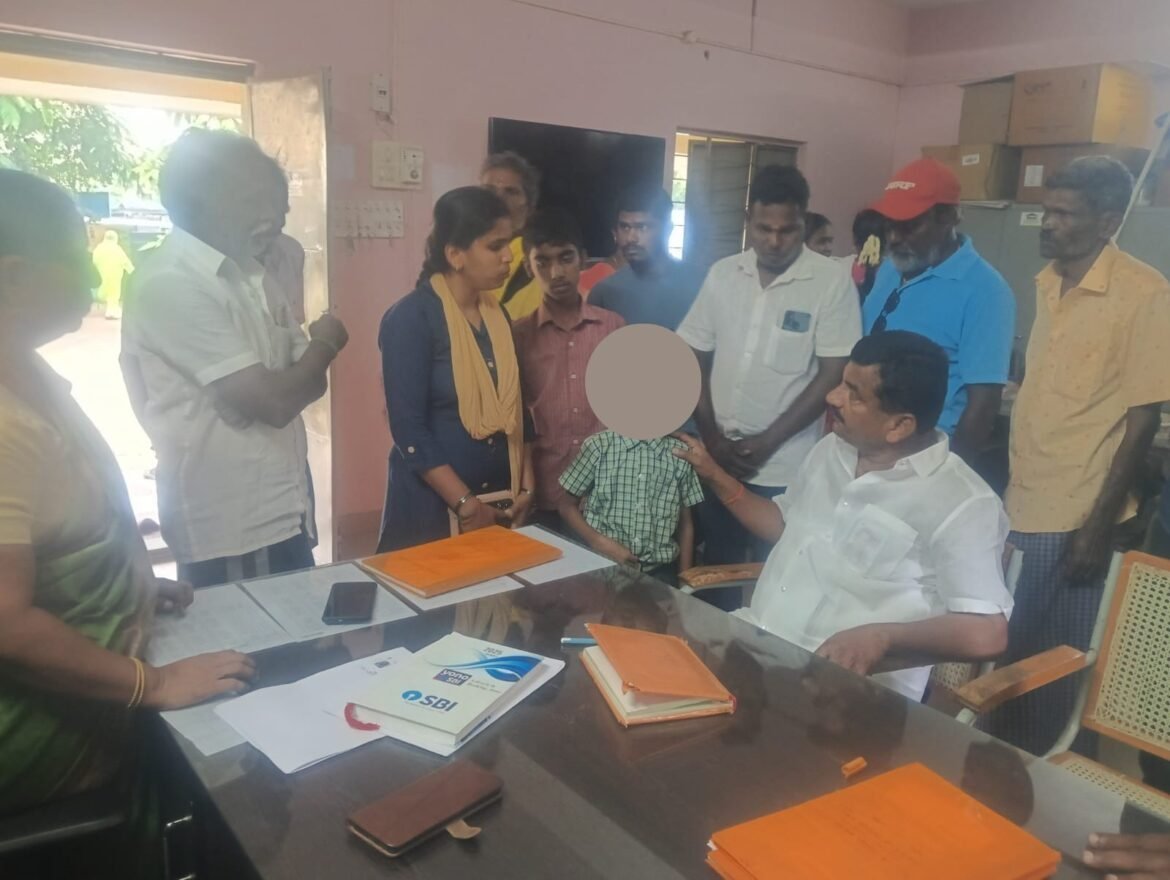 காப்பகத்தில் துன்புறுத்தப்பட்ட சிறுவனை சந்தித்து ஆறுதல் கூறிய எம்.எல்.ஏ. பி.ஆர்.ஜி. அருண்குமார்