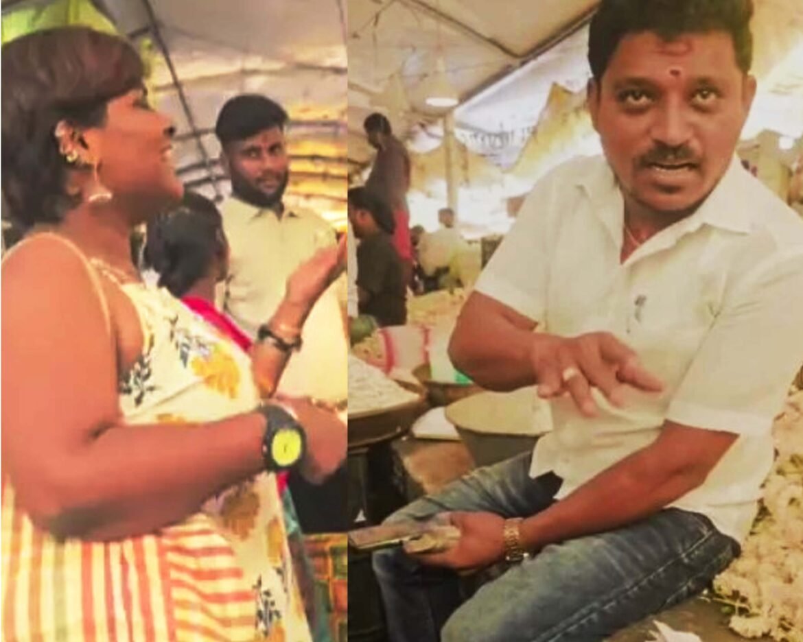 கோவை பூ மார்க்கெட்டில் ஆடை விவகாரம்: பெண்ணிடம் வியாபாரிகள் வாக்குவாதம்