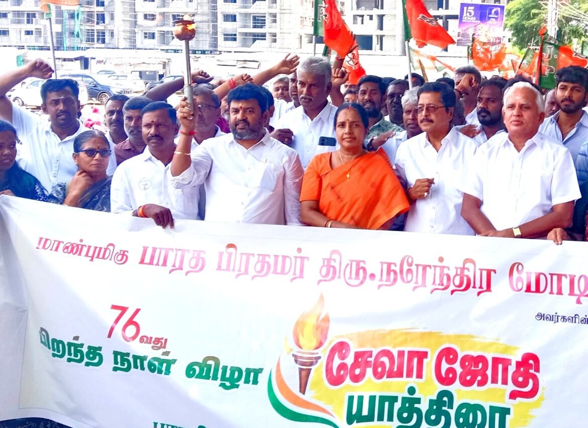 25 ஆண்டுகளை நிறைவு செய்த பிரதமர் மோடி…. கோவையில் பாஜக சார்பில் சேவா ஜோதி யாத்திரை!